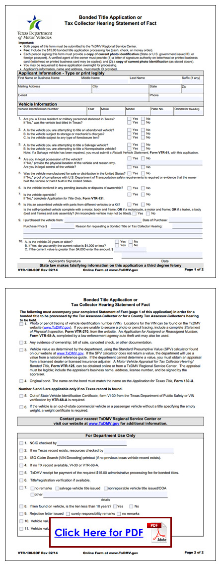 how to get a bonded title for car in texas